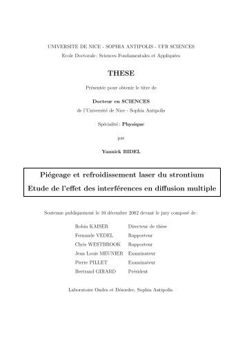 THESE Piégeage et refroidissement laser du strontium Etude de l ...