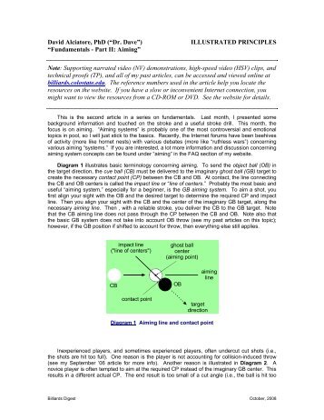 Fundamentals - Part II: aiming - Illustrated Principles of Pool and ...