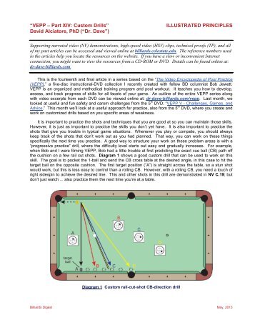 VEPP – Part XIV: Custom Drills - Illustrated Principles of Pool and ...
