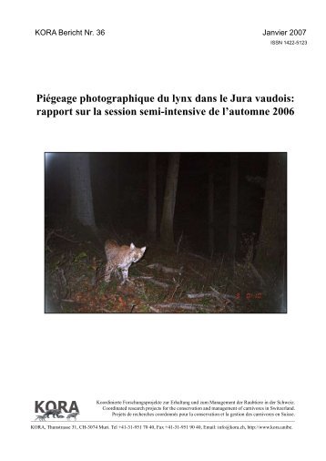 Piégeage photographique du lynx dans le Jura vaudois ... - KORA