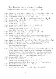 Holz, Repetitorium der Algebra, 1. Auflage Fehlerverzeichnis vor der ...