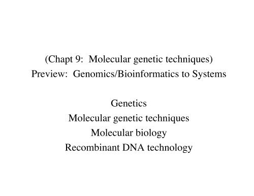 Lecture 7 - Genome Tools