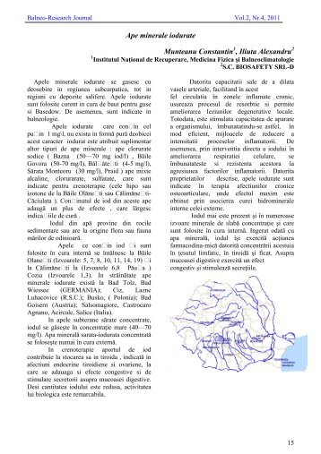 Ape minerale iodurate Munteanu Constantin1, Iliuta Alexandru2