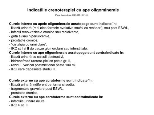 1. Crenoterapia in bolile renale: studiu comparativ intre statiunile de ...