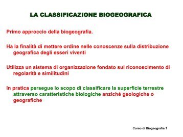 la classificazione biogeografica - Unità di Analisi e Gestione delle ...