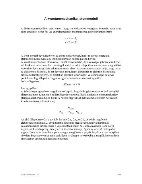 A kvantummechanikai atommodell