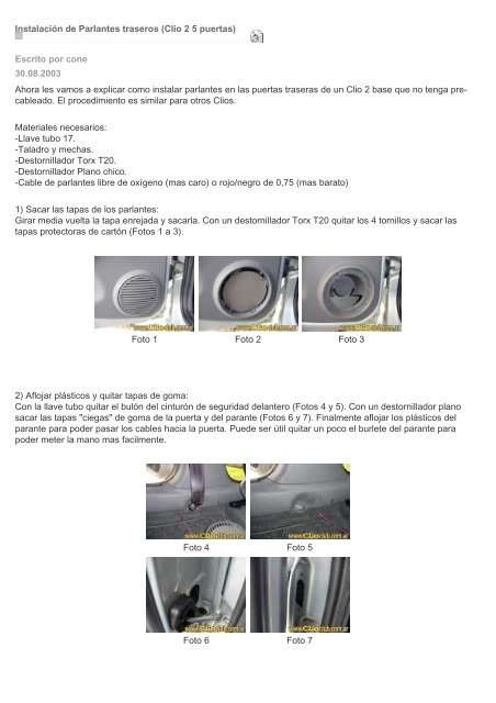 Instalación de (Clio 2 5 puertas) - Clio Club ...