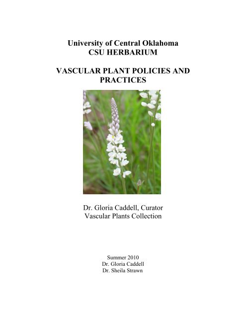 uco herbarium policies and practices - Biology - University of Central ...