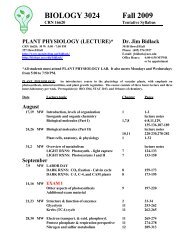 PLANT PHYSIOLOGY (LECTURE)* Dr. Jim Bidlack - Biology