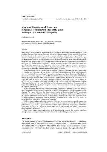 Male horn dimorphism, phylogeny and systematics of rhinoceros ...