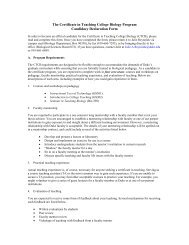 The Certificate in Teaching College Biology Program - Duke Biology