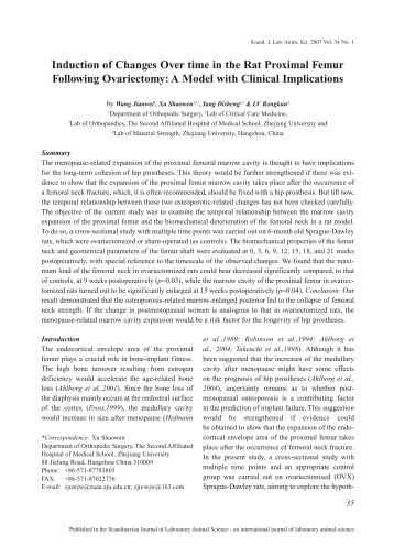 Induction of Changes Over time in the Rat Proximal Femur Following ...