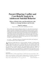 Parent-Offspring Conflict and Cost-Benefit Analysis in Adolescent ...