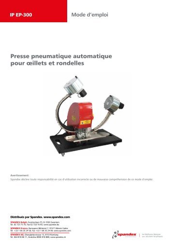 Manuel d'instructions de la presse à oeillets IP EP300 ... - Spandex