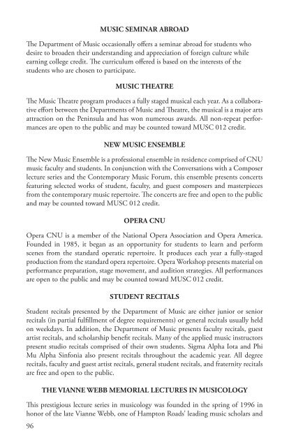 2012-13 Department of Music Handbook - Christopher Newport ...