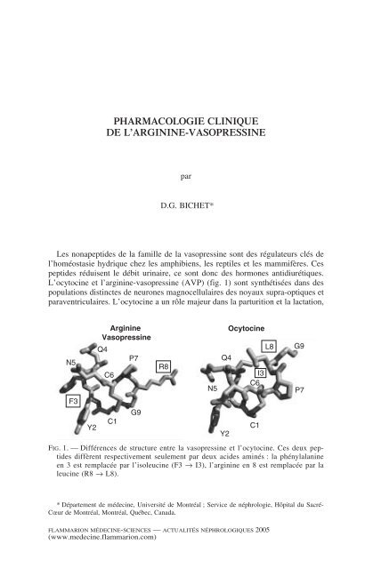 PHARMACOLOGIE CLINIQUE DE L'ARGININE-VASOPRESSINE