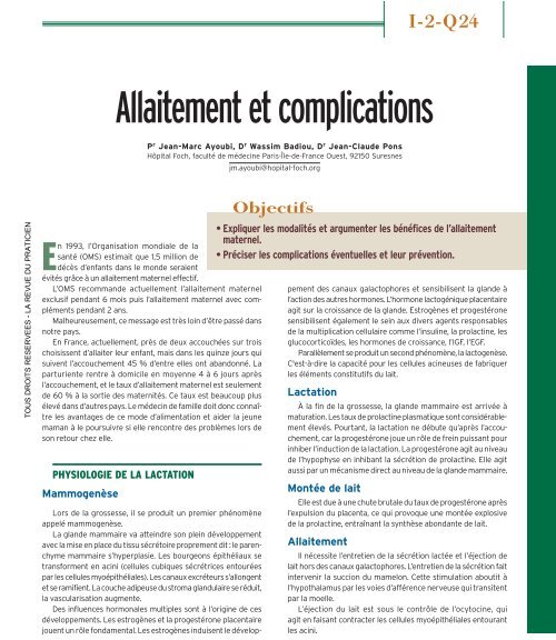 Allaitement Les Complications Faculté De Médecine Paris Vii