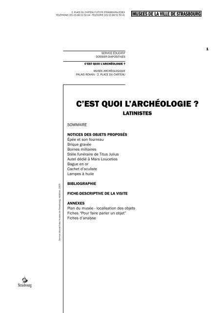 C'est quoi l'Archéologie - Musées de Strasbourg