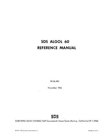 SOS ALGOL 60 REFERENCE MANUAL - Trailing-Edge