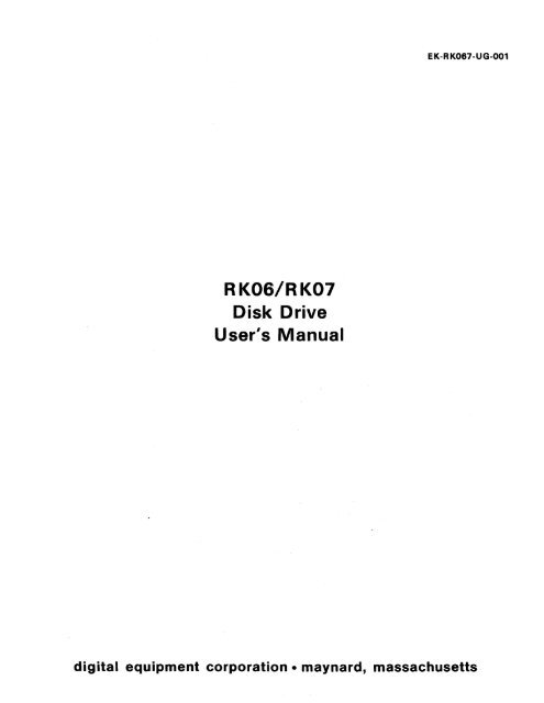 RK06/RK07 Disk Drive User's Manual - Trailing-Edge