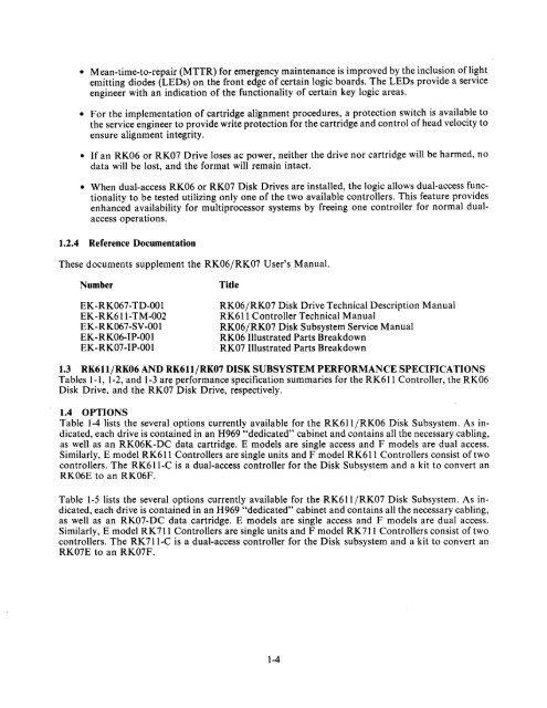 RK06/RK07 Disk Drive User's Manual - Trailing-Edge