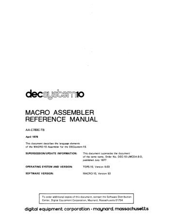 MACRO ASSEMBLER REFERENCE MANUAL - Trailing-Edge
