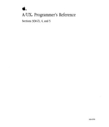 A/UX® Programmer's Reference Sections