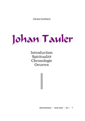 Johan Tauler volume I - Gerard Eschbach