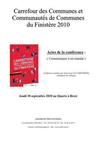 Actes de la conférence - Association des Maires du Finistère