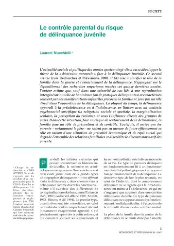 2 Le contrôle parental du risque de délinquance juvénile ... - Caf.fr