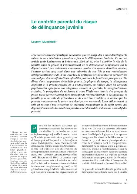 2 Le contrôle parental du risque de délinquance juvénile ... - Caf.fr