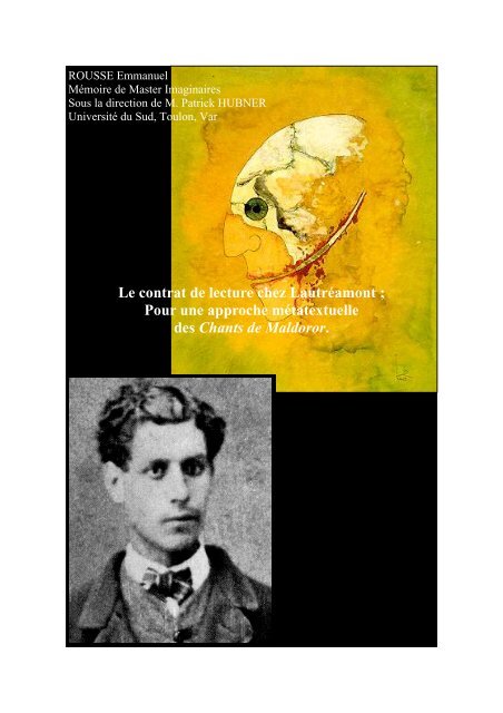 Le Contrat De Lecture Chez Lautreamont Pour Une Maldoror