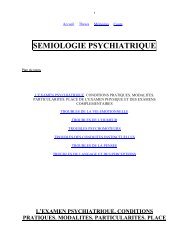 SEMIOLOGIE PSYCHIATRIQUE - Faculté de Médecine