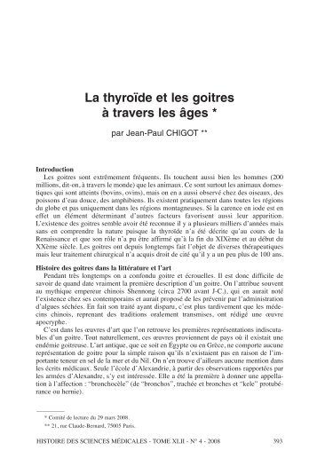 La thyroïde et les goitres à travers les âges The thyroid one and ...