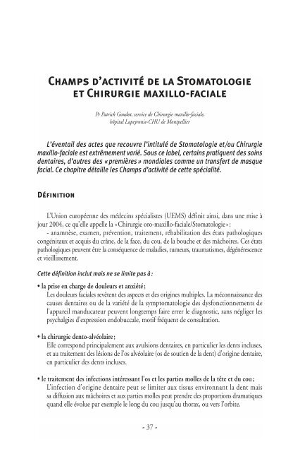 Champs du0027activité de la Stomatologie et Chirurgie maxillo-faciale