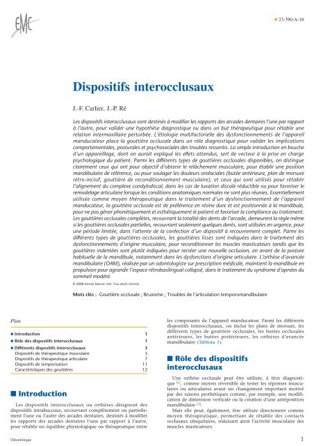 Dispositifs interocclusaux - Belbacha Dental