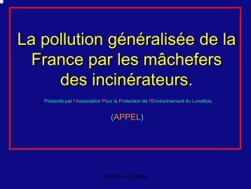 Pollution généralisée de la France par les mâchefers - OCE - SAUVAL