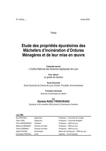 Etude des propriétés épuratoires des mâchefers d'incinération d ...