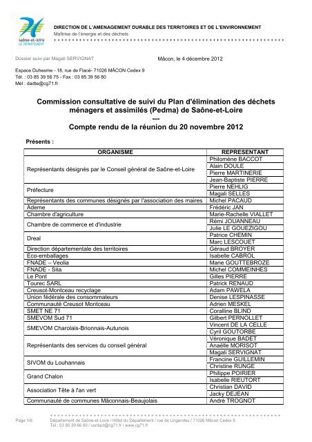 Compte rendu - Département de Saône-et-Loire