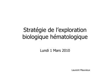 Stratégie de l'exploration biologique hématologique
