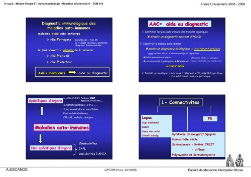 AAC= aide au diagnostic Maladies auto-immunes 1 - Faculté de ...