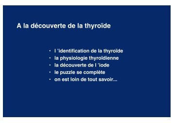 A la découverte de la thyroïde