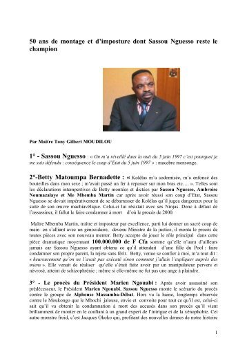 50 ans de montage et d'imposture dont Sassou ... - Zenga-Mambu