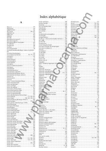 Index alphabétique - Pharmacorama