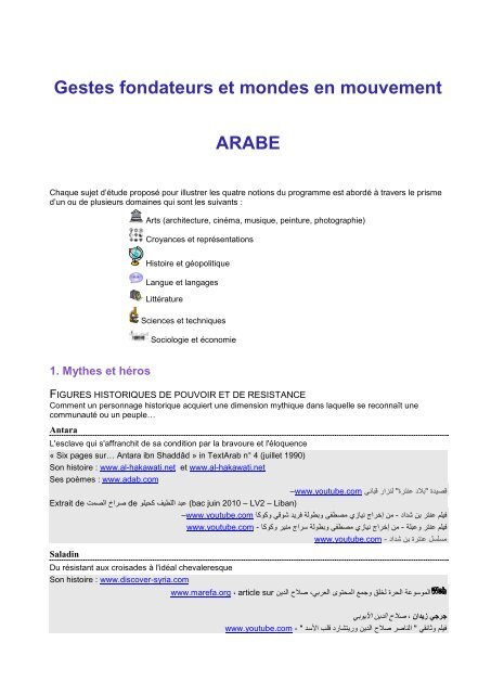 Gestes fondateurs et mondes en mouvement ARABE