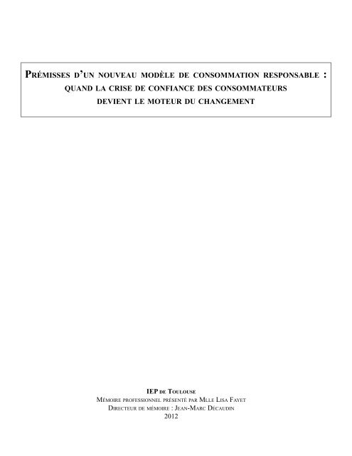 Prémisses d'un nouveau modèle de consommation responsable