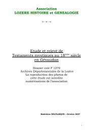 Testaments mystiques, étude et relevé, Cote F 1270 - Lozère - Histoire