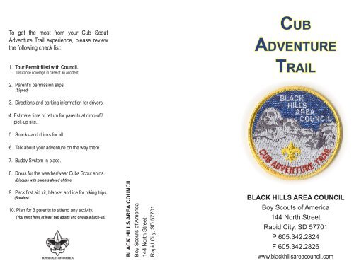 CUB ADVENTURE TRAIL - Black Hills Area Council