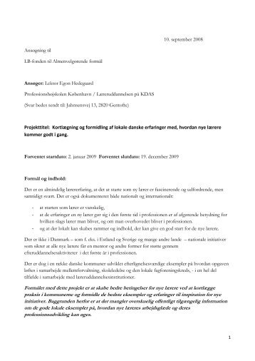 Ansøgningen til LB-fonden - Læreruddannelsen Blaagaard/KDAS