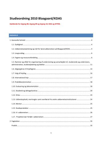 Studieordning 2010 Blaagaard/KDAS - Læreruddannelsen ...
